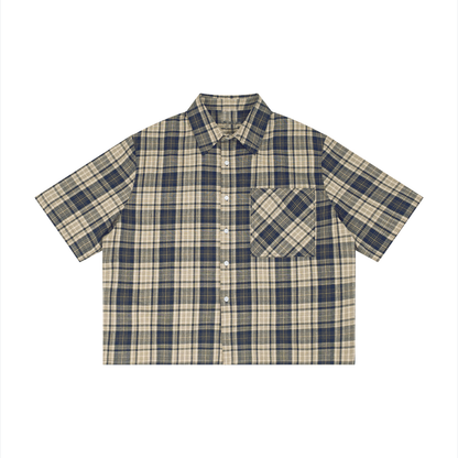 Unisex Plaid Boxy Short Sleeve Shirt