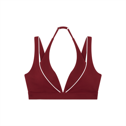Women's Halter Neck Yoga Sports Bra - Flat Lay Back