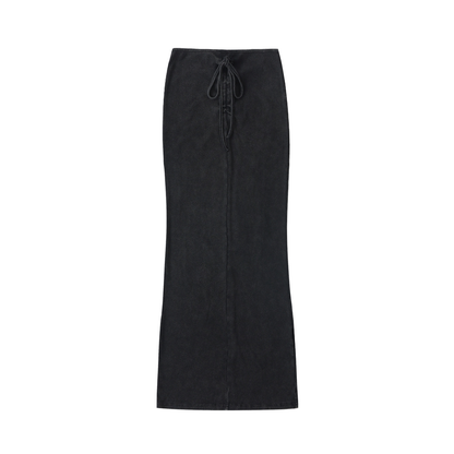 Dyed Washed Drawstring Maxi Skirt
