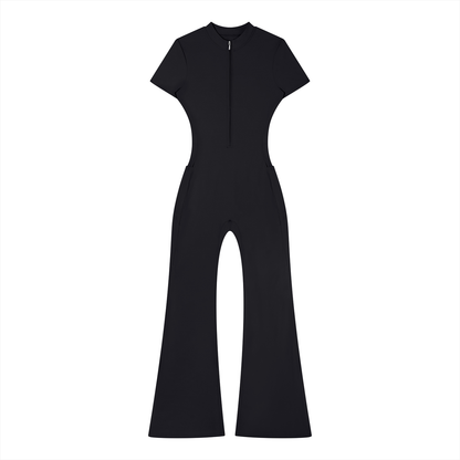 Women’s Tight Flared Leg Quarter-Zip Jumpsuit