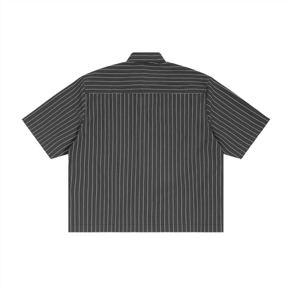 Unisex Striped Boxy Button-Up Shirt