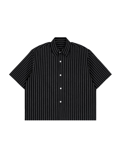 Unisex Striped Boxy Button-Up Shirt