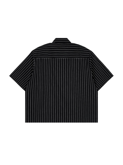 Unisex Striped Boxy Button-Up Shirt