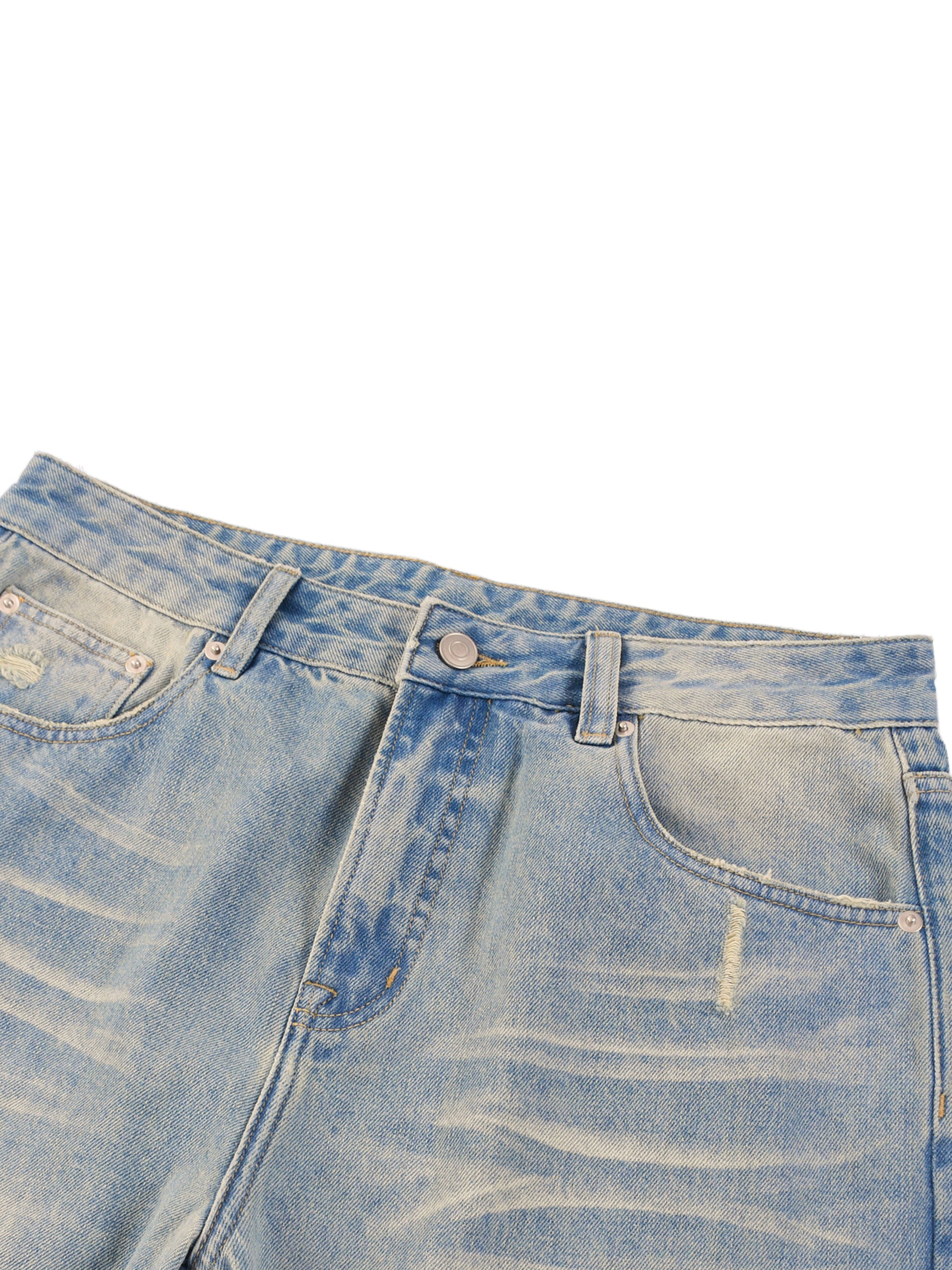 Sun Fade Raw Hem Denim Jeans - Detail 1