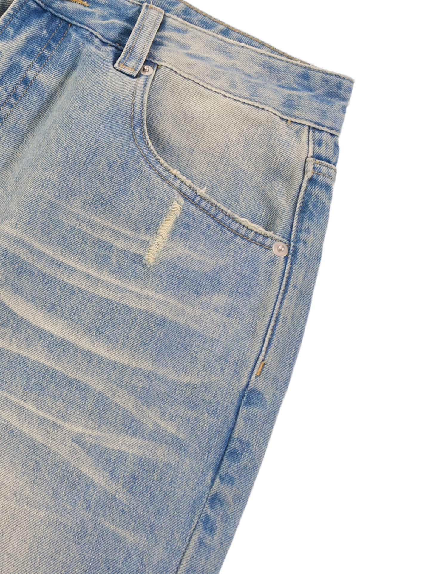 Sun Fade Raw Hem Denim Jeans - Detail 2