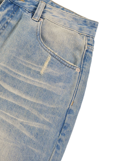 Sun Fade Raw Hem Denim Jeans - Detail 2