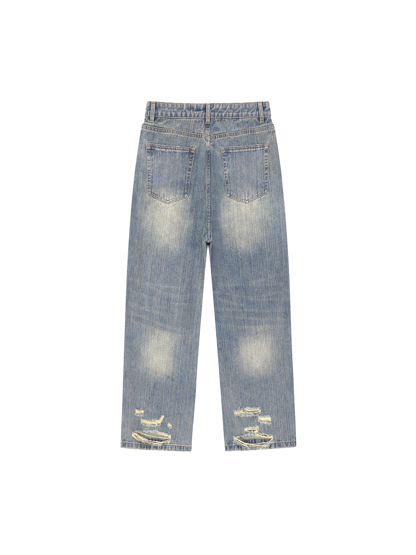 Vintage Wash Distressed Denim Jeans - Main 2