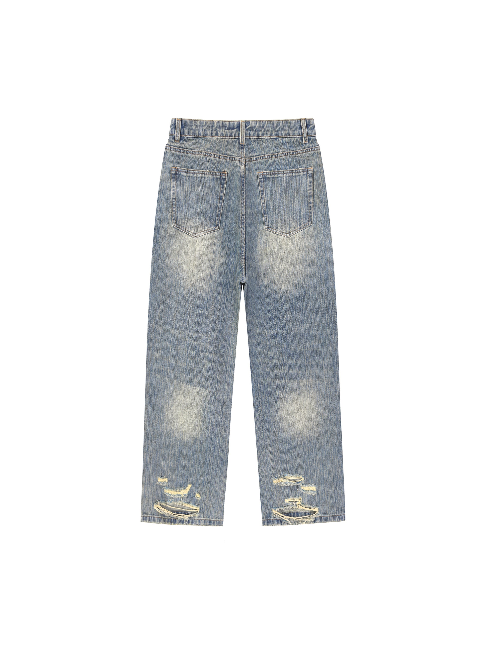 Vintage Wash Distressed Denim Jeans - Main 2