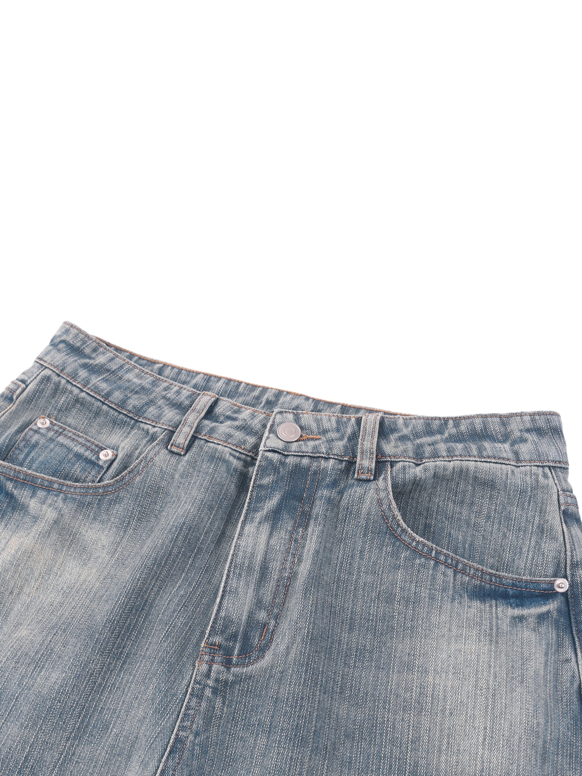 Vintage Wash Distressed Denim Jeans - Detail 1
