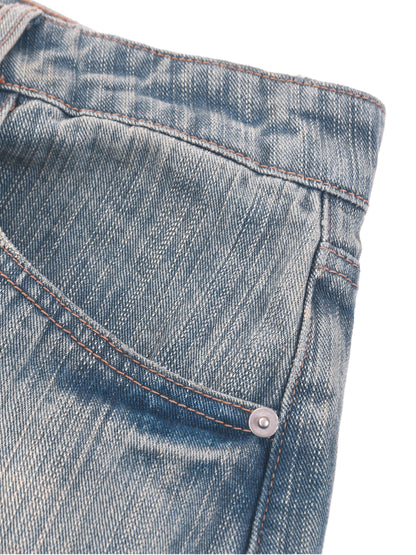 Vintage Wash Distressed Denim Jeans - Detail 3