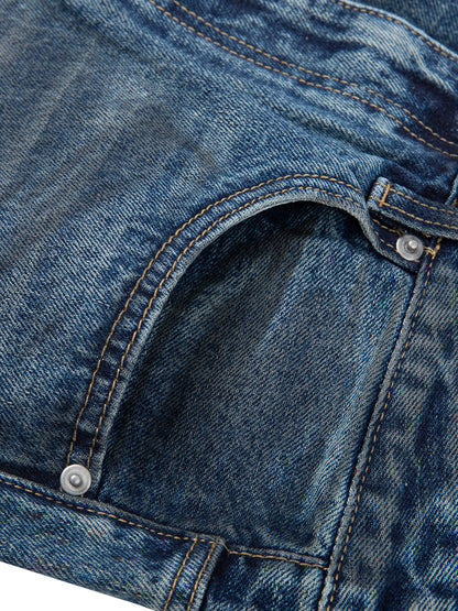 Vintage Wash Baggy Denim Jeans - Detail 4