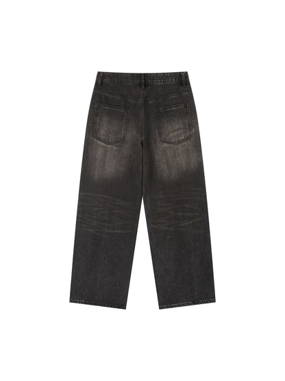 Vintage Wash Heavyweight Denim Jeans - Main 2