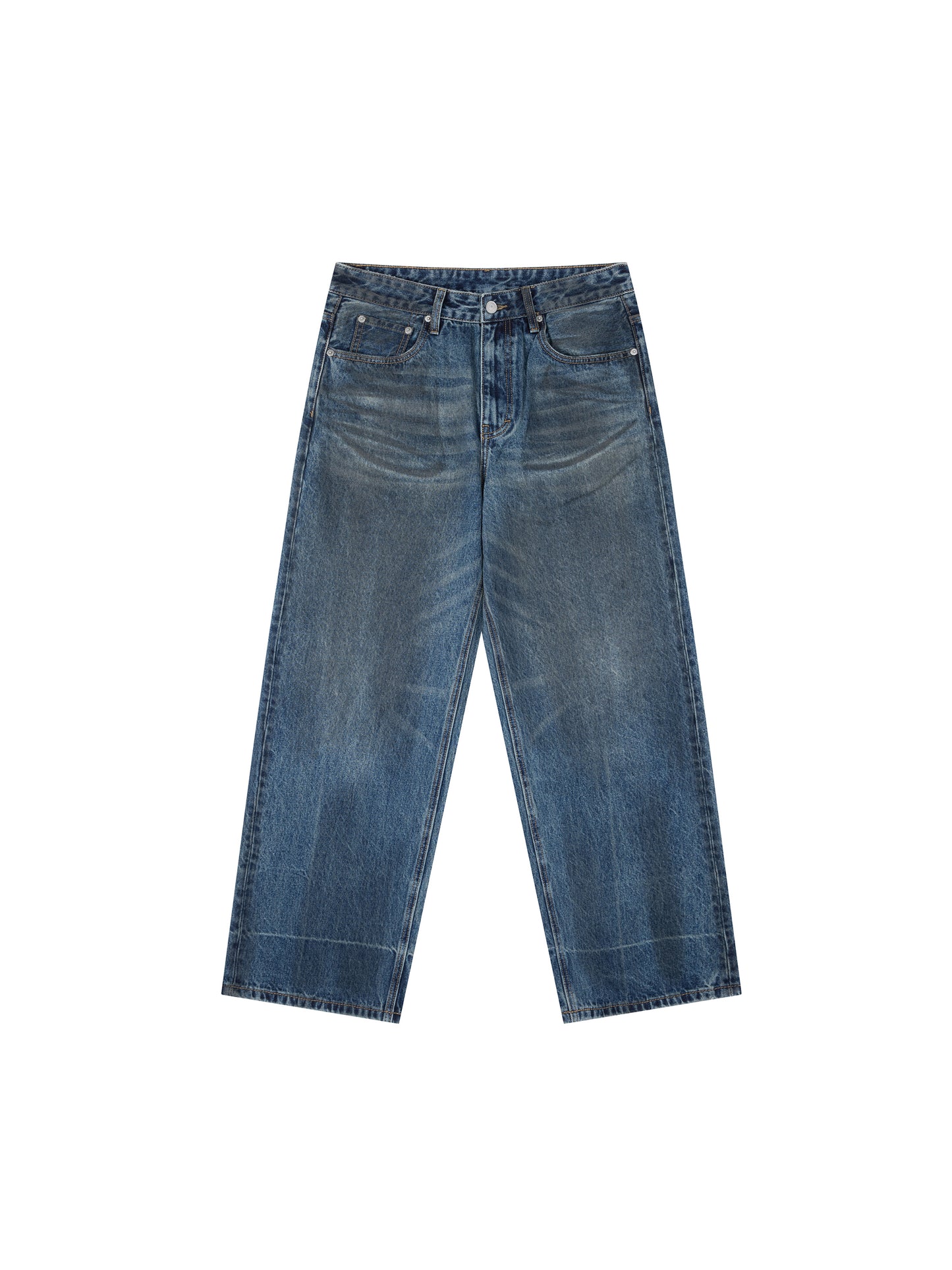 Vintage Wash Baggy Denim Jeans - Main 1