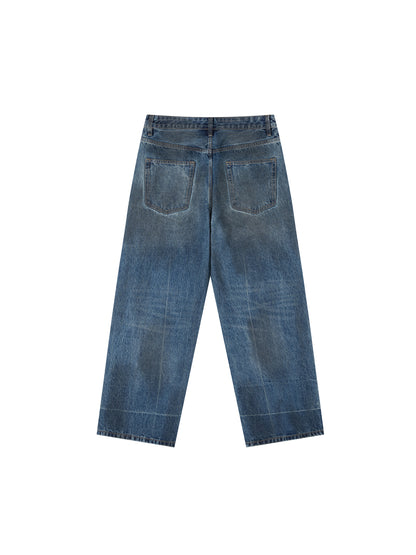 Vintage Wash Baggy Denim Jeans - Main 2
