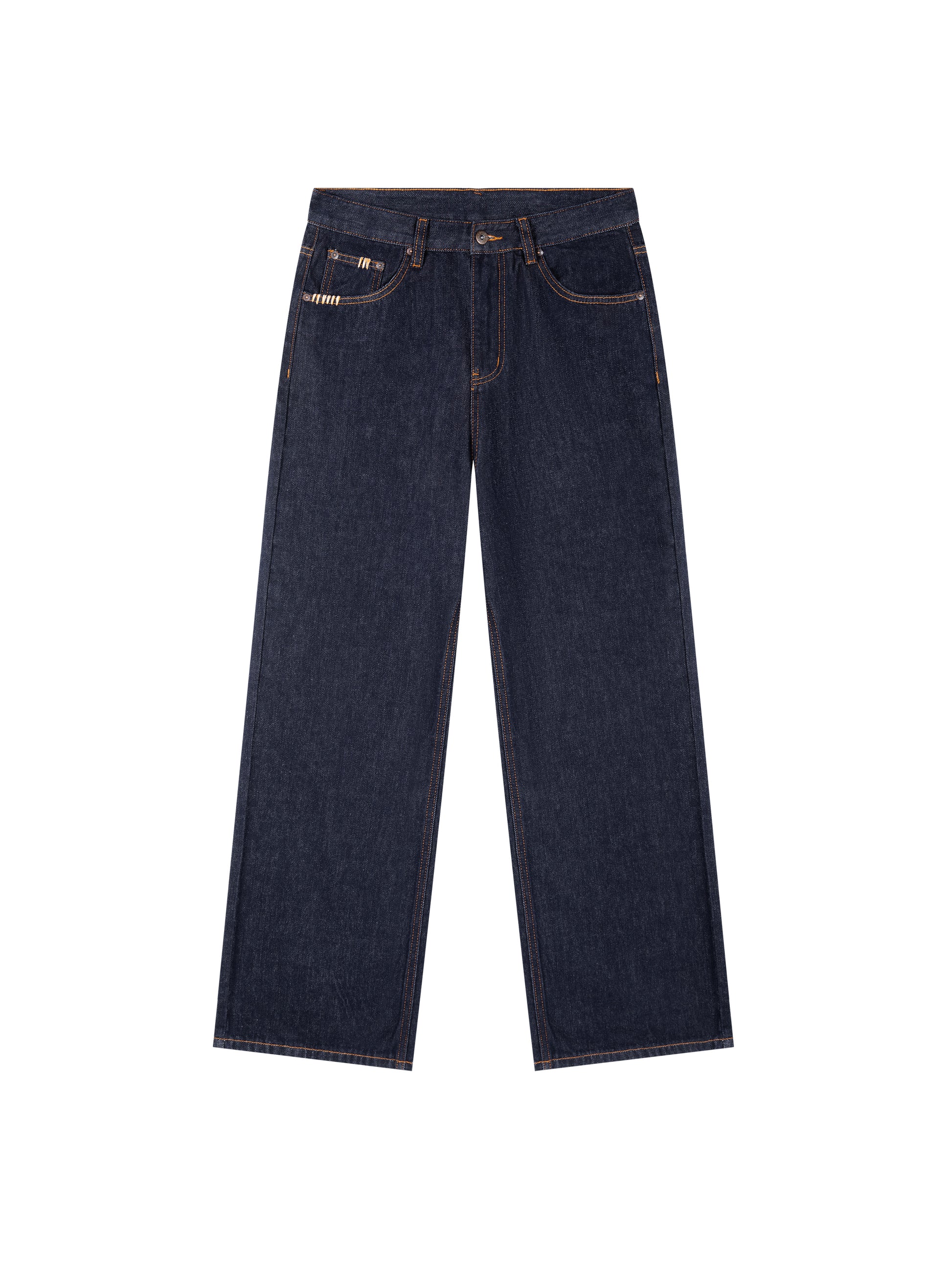 Heavyweight Straight Leg Denim Jeans - Model Shot 1