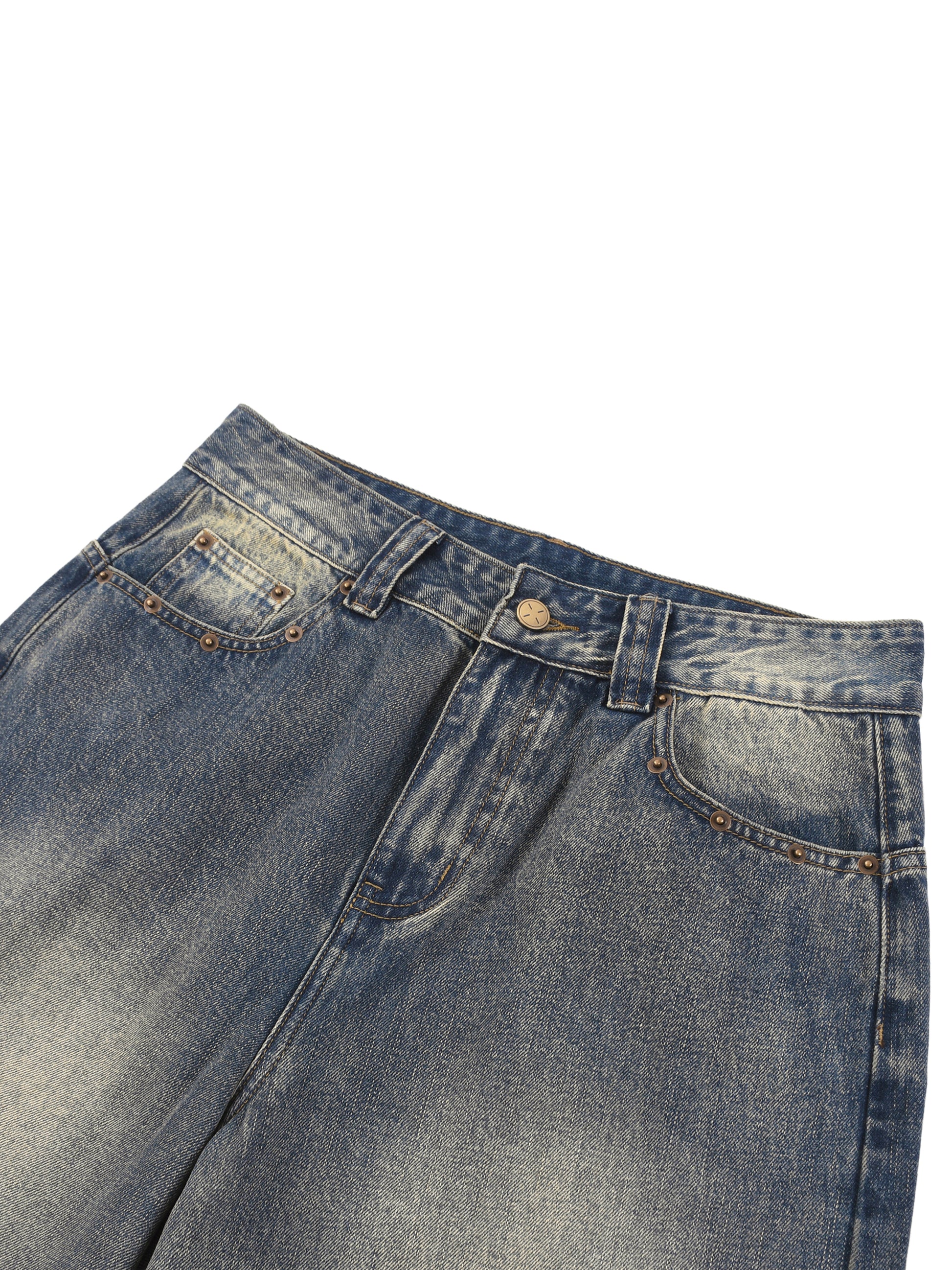 Vintage Wash Baggy Denim Shorts - Detail 1