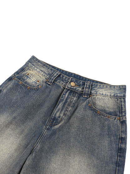 Vintage Wash Baggy Denim Shorts - Detail 1