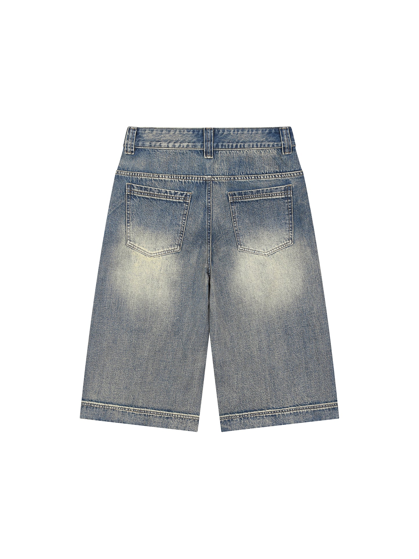 Vintage Wash Baggy Denim Shorts - Flat Lay 2
