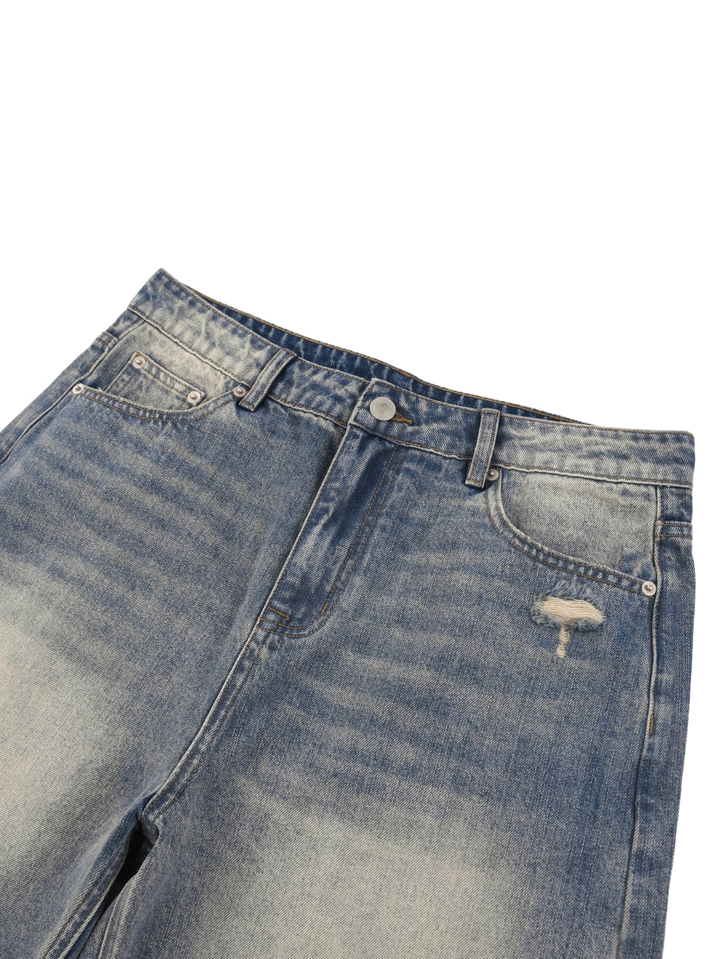 Faded Distressed Baggy Denim Shorts detail