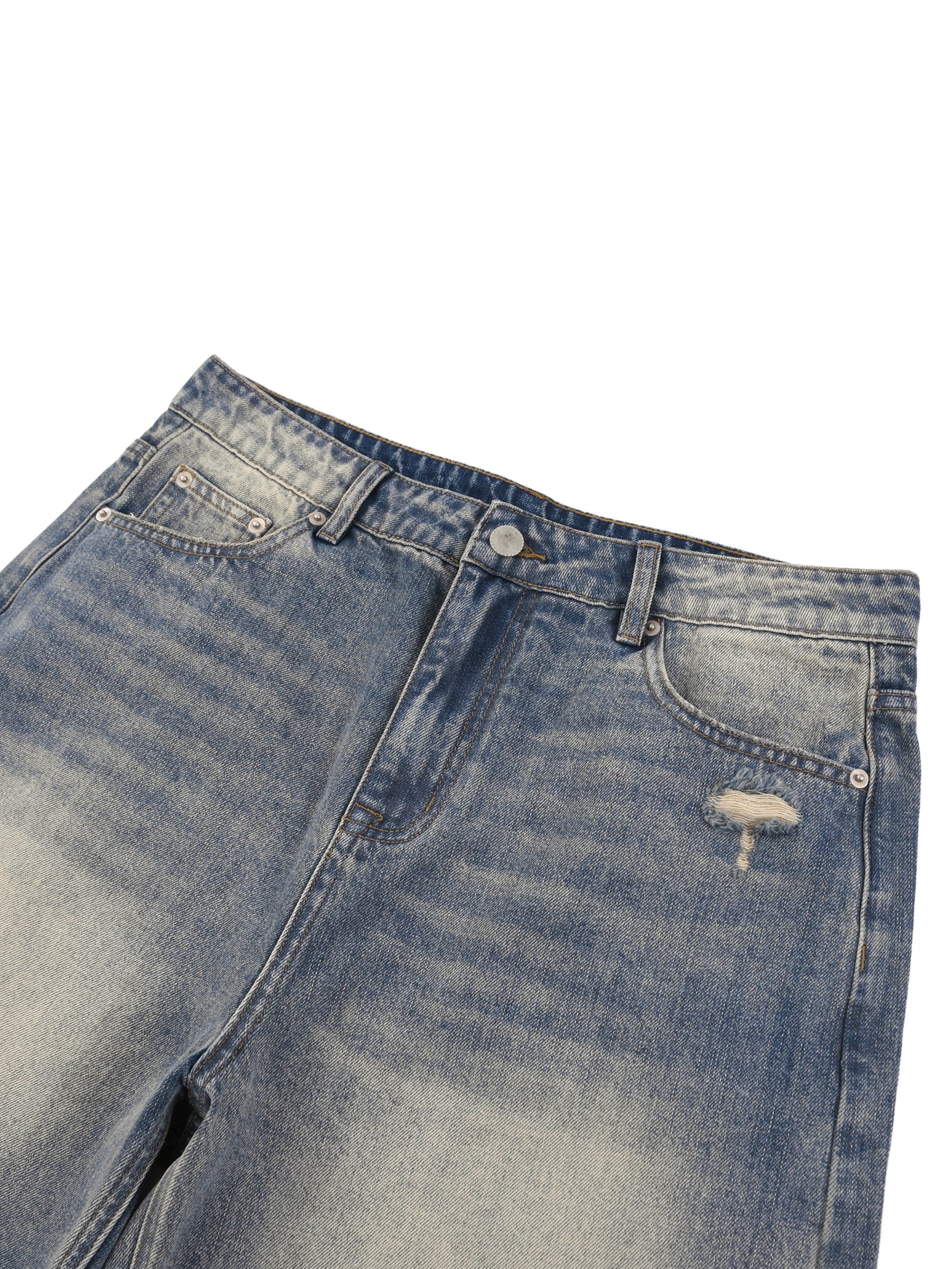 Faded Distressed Baggy Denim Shorts detail
