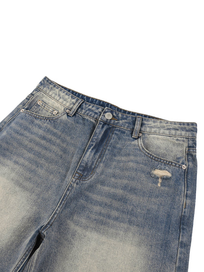 Faded Distressed Baggy Denim Shorts detail