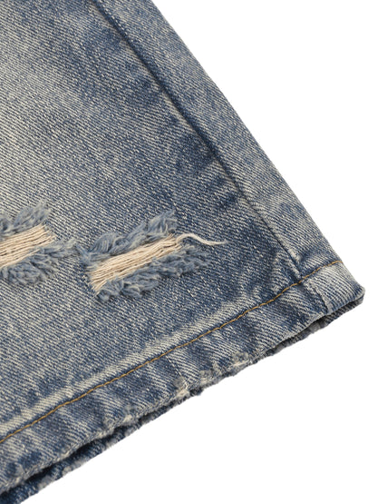 Faded Distressed Baggy Denim Shorts detail