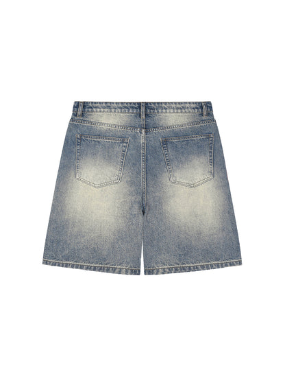 Faded Distressed Baggy Denim Shorts