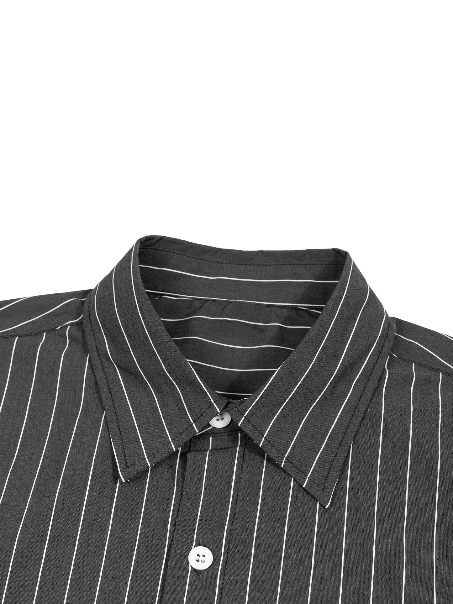Unisex Striped Boxy Button-Up Shirt detail