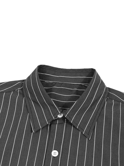 Unisex Striped Boxy Button-Up Shirt detail