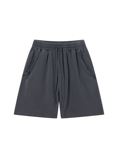 Unisex Vintage Wash Raw Edge Shorts