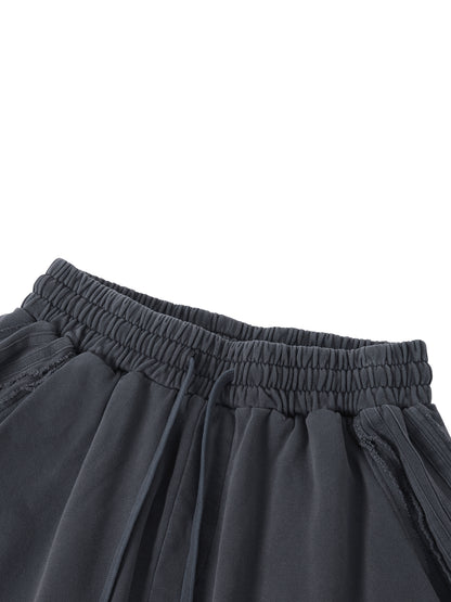 Unisex Vintage Wash Raw Edge Shorts detail