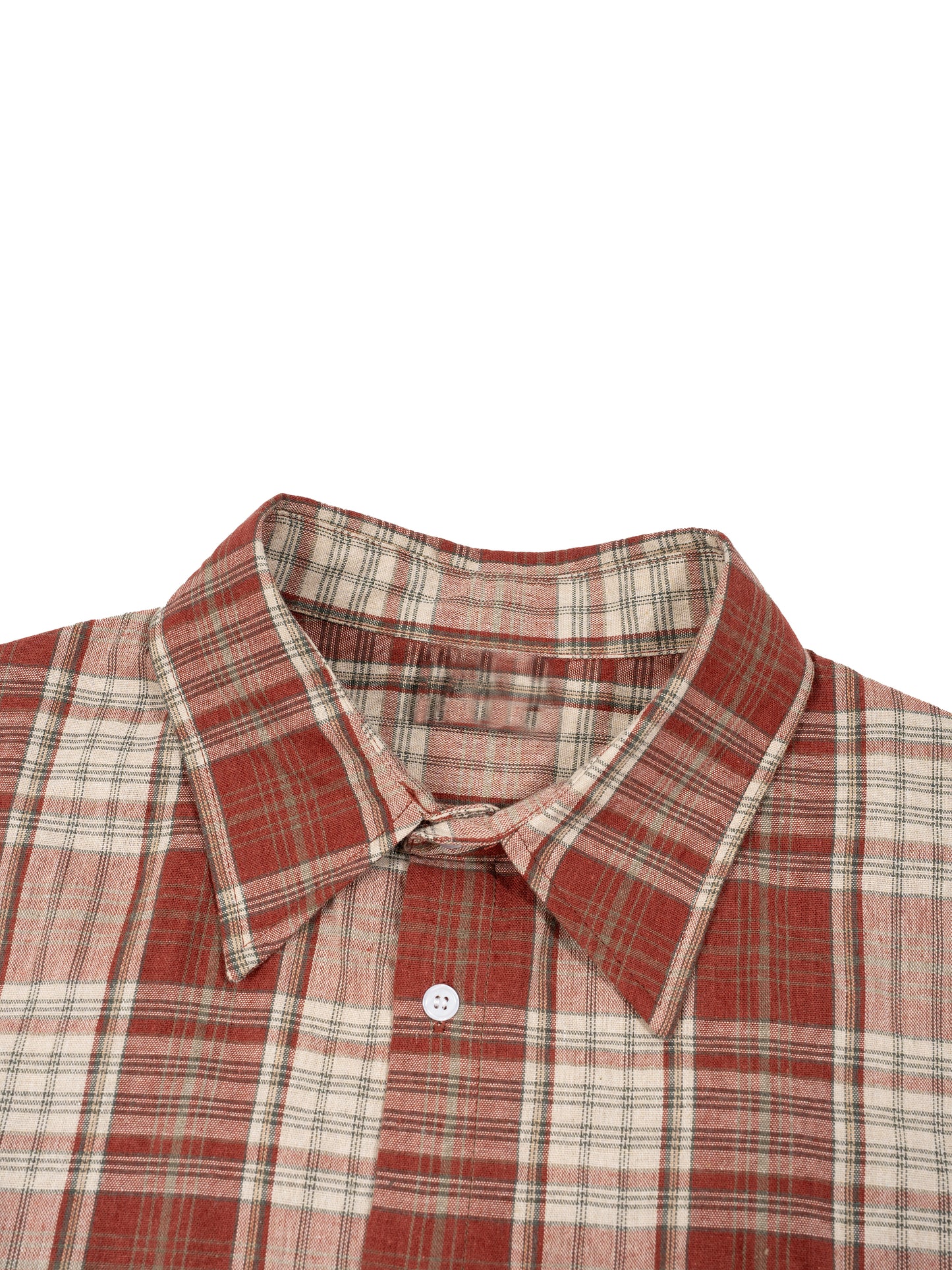 Unisex Plaid Boxy Short Sleeve Shirt detail
