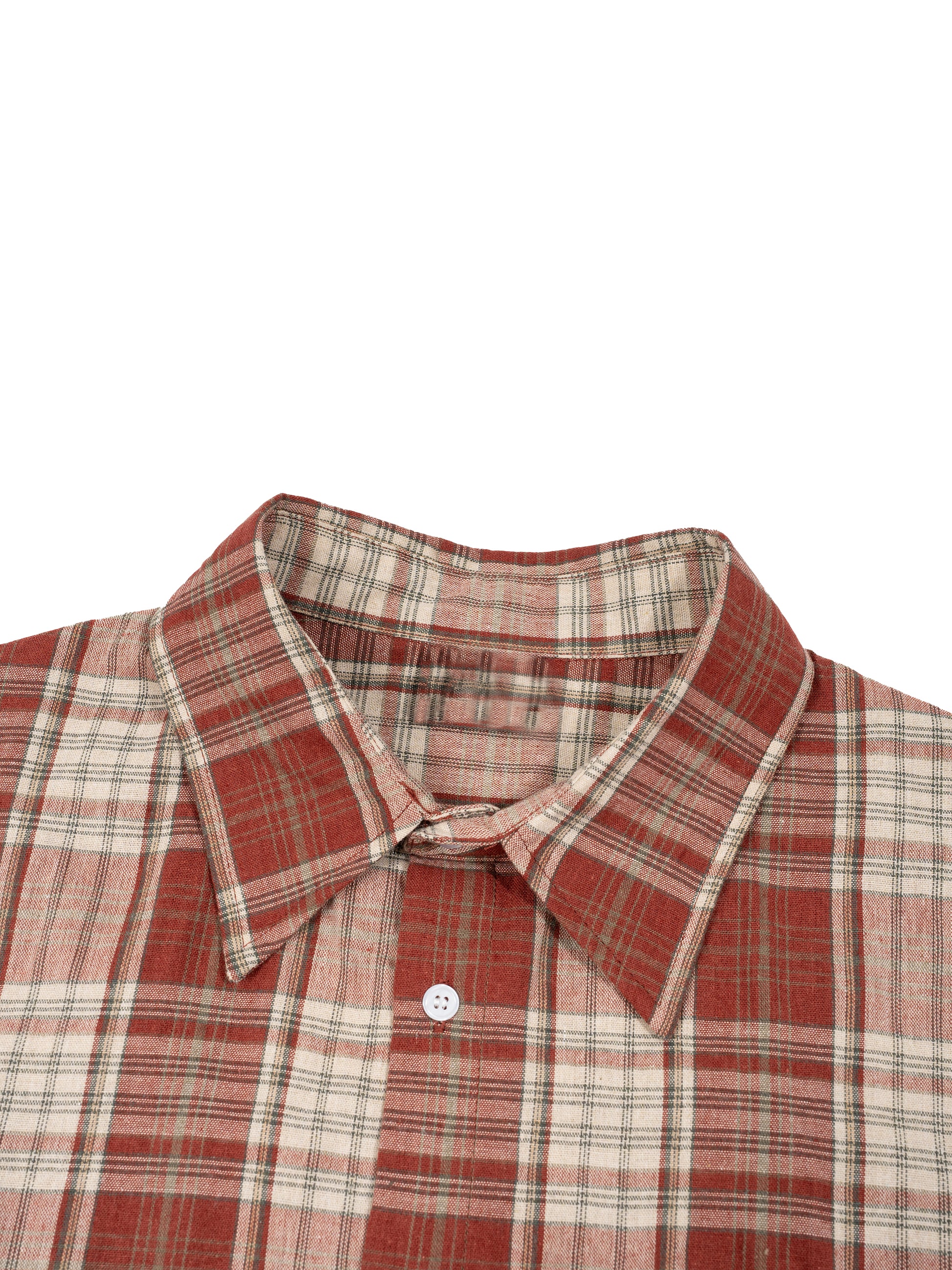 Unisex Plaid Boxy Short Sleeve Shirt detail