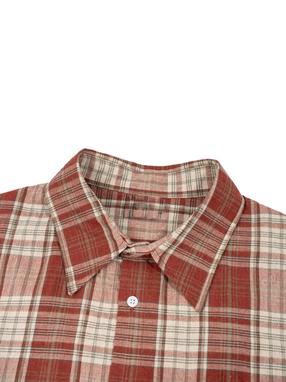 Unisex Plaid Boxy Short Sleeve Shirt detail
