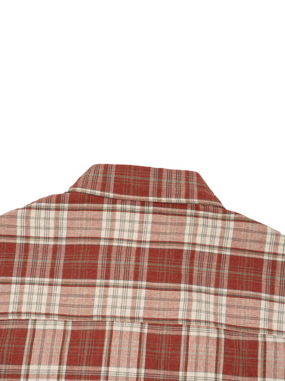 Unisex Plaid Boxy Short Sleeve Shirt detail