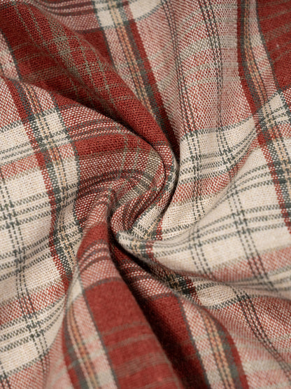 Unisex Plaid Boxy Short Sleeve Shirt detail