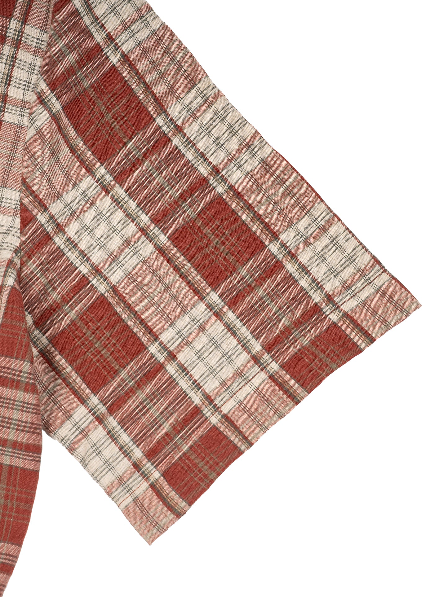 Unisex Plaid Boxy Short Sleeve Shirt detail