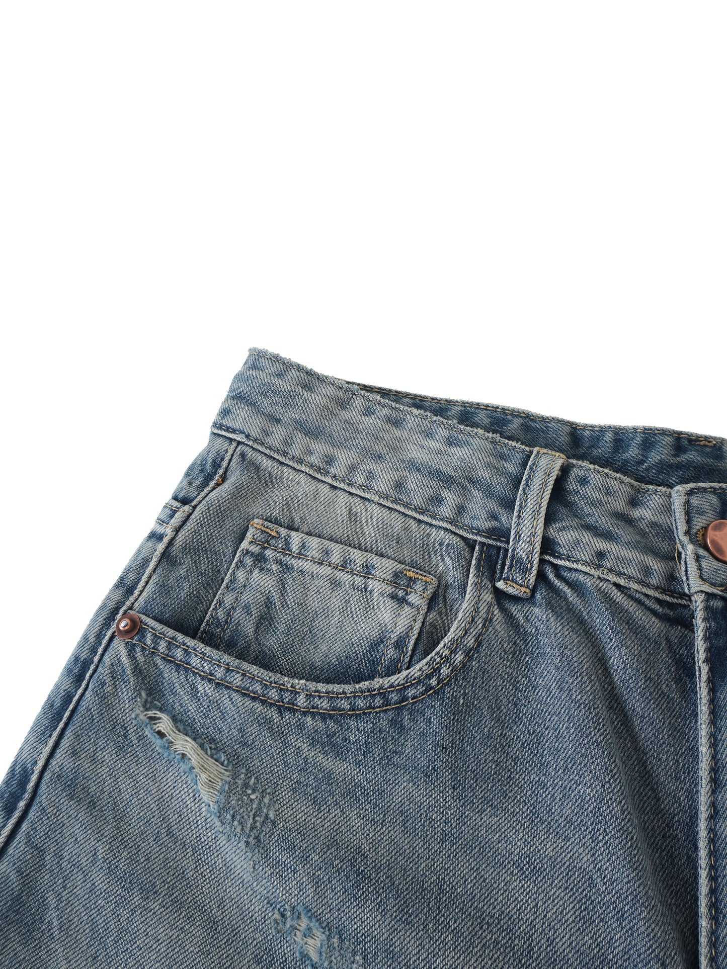 Men's Distressed Barrel Leg Jeans detail
