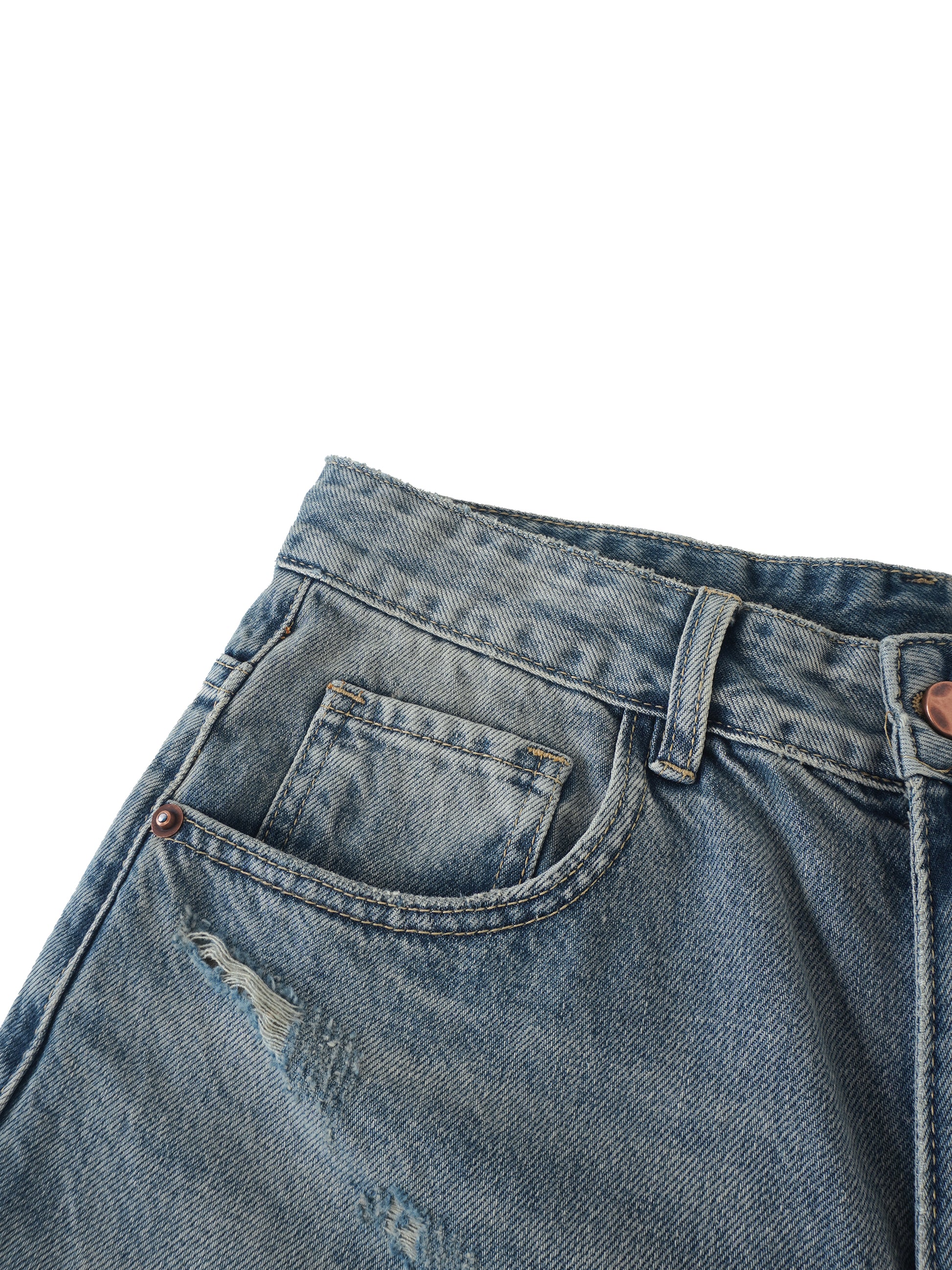 Men's Distressed Barrel Leg Jeans detail