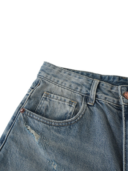 Men's Distressed Barrel Leg Jeans detail