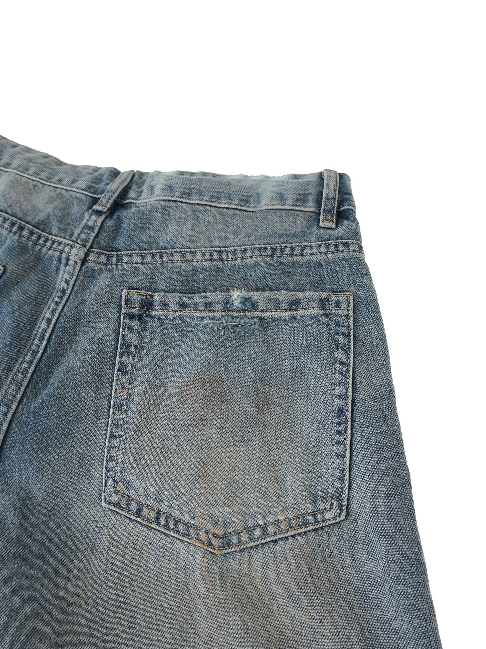 Men's Distressed Barrel Leg Jeans detail