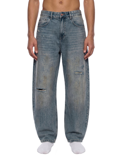 Men's Distressed Barrel Leg Jeans