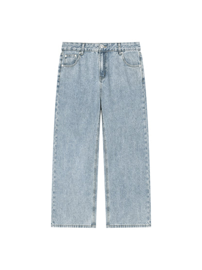 Unisex Vintage Wash Straight Leg Jeans